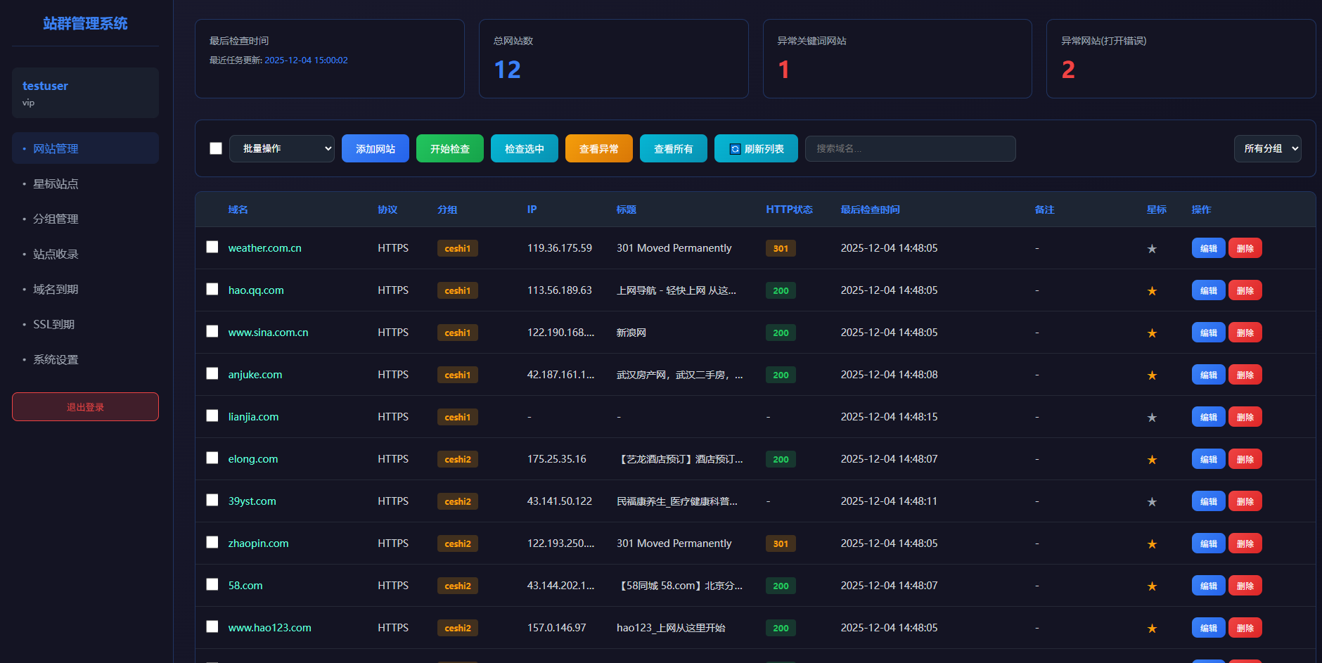 站群监控主界面